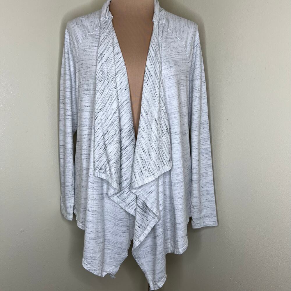 Z by Zella Draped Cardigan w Pockets Medium Womens Waterfall Open Slub Cotton